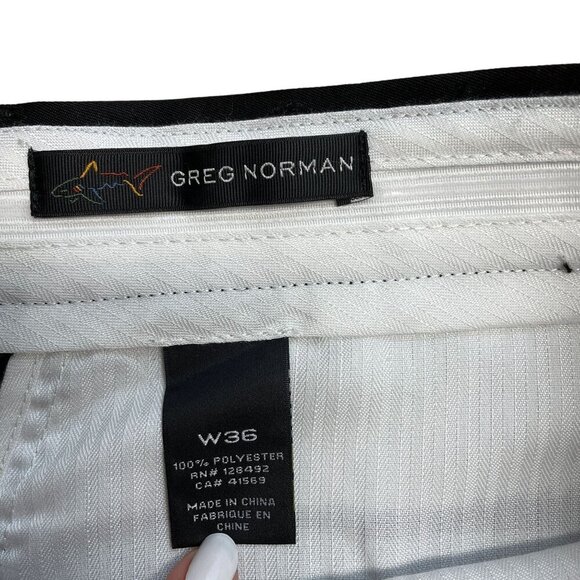 GREG NORMAN GOLF SHORTS MENS SIZE 36 ATHLETIC POCKETS CHINO LOGO FLAT FRONT BLK - Picture 4 of 8